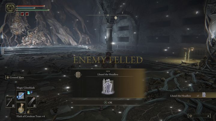 Za pokonanie Cmentarnego cienia, otrzymacie Prochy bezgłowego Lhutela - Elden Ring: Cmentarny cień (Cemetery Shade), Pogrobno - boss, jak pokonać? - Elden Ring - poradnik do gry