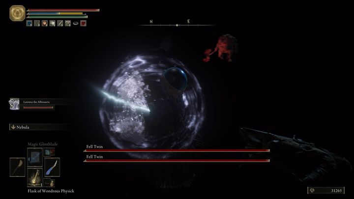 Następnie, gdy boss zacznie się zbliżać, ostrzeliwujcie go szybkimi czarami, mogą to być czary Błyskamienne - Elden Ring: Upadły Bliźniak (Fell Twin) - boss, jak pokonać? - Elden Ring - poradnik do gry