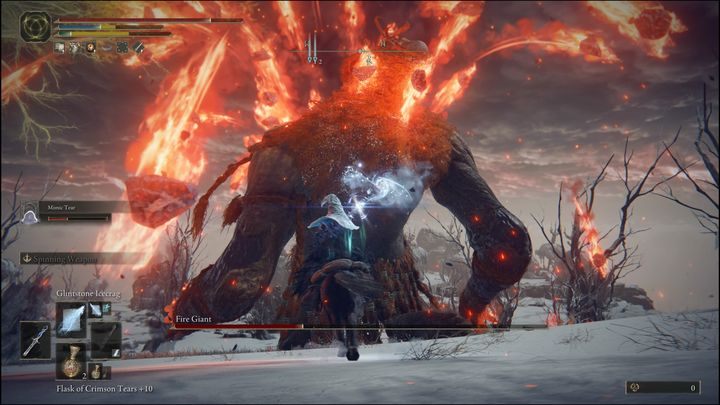Po kilku sekundach ogień zgaśnie, jednakże zacznie się druga faza ataku - Elden Ring: Ognisty Olbrzym (Fire Giant) - boss, jak pokonać? - Elden Ring - poradnik do gry