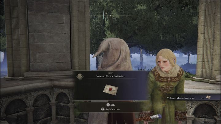 Po tym, jak oddacie jej przedmiot o który prosiła, dostaniecie zaproszenie do Wulkanicznego Dworu (Volcano Manor Invitation) - Elden Ring: Rya / Zorayas - solucja, opis przejścia - Elden Ring - poradnik do gry