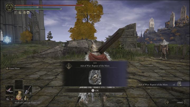 Gdy ukończycie zadanie Yury, powinniście otrzymać broń Reduvię, popiół wojny: Drapieżnik z mgieł (Ash of War: Raptor of the Mists), kamień kowalski [5] (Smithing Stone [5]), Drzewcowe ostrze Eleonory (Eleonoras Poleblade), oraz set Ronina - Elden Ring: Yura, Łowca Krwawych Palców (Bloody Finger Hunter Yura) - solucja, opis przejścia - Elden Ring - poradnik do gry