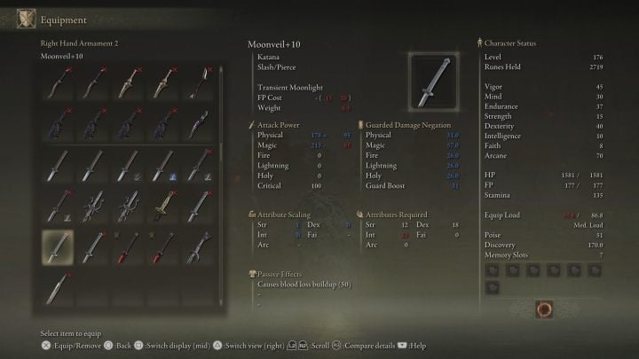 Jest to katana pod statystykę mądrości - Elden Ring: Najlepsze bronie - lista - Elden Ring - poradnik do gry