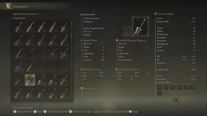 Olbrzymi miecz wymagający ogromnej ilości siły i wytrzymałości - Elden Ring: Najlepsze bronie - lista - Elden Ring - poradnik do gry