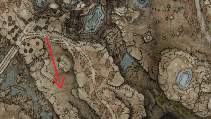 Skierujcie się na południowy-wschód, idąc ścieżką prowadzącą w dół, pomiędzy palisadami - Shadow of the Erdtree: Jak dotrzeć na południowy skraj mapy? - Elden Ring - poradnik do gry
