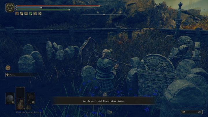 Co więcej, gdy wyjdziecie z prawej strony z katedry Manus Metyr i podejdziecie do jednego z grobów, znajdziecie tam czar - Czułe Palce - Shadow of the Erdtree: Ymir i Jolan - solucja, opis przejścia - Elden Ring - poradnik do gry