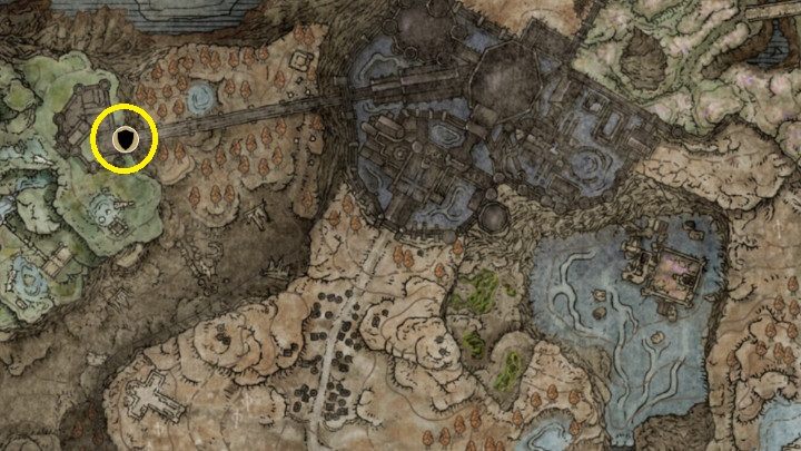 By zdobyć to nakrycie głowy, pokonajcie Rycerza Ognia na końcu mostu - Shadow of the Erdtree: Wszystkie nowe zbroje mapa - Elden Ring - poradnik do gry
