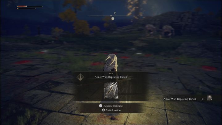 Napierające pchnięcie otrzymacie za pokonanie Nocnej kawalerii (Nights Cavalry) w Pogrobnie - Elden Ring: Popioły i Prochy (Pogrobno) - lista wszystkich - Elden Ring - poradnik do gry