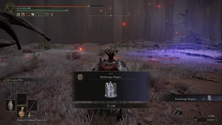 Za pokonanie Maga bitewnego otrzymacie Runy (7 800) oraz prochy do przyzwania o nazwie Mag bitewny Hugues (Battlemage Hugues) - Elden Ring: Mag Bitewny Hugues (Battlemage Hugues) - boss, jak pokonać? - Elden Ring - poradnik do gry