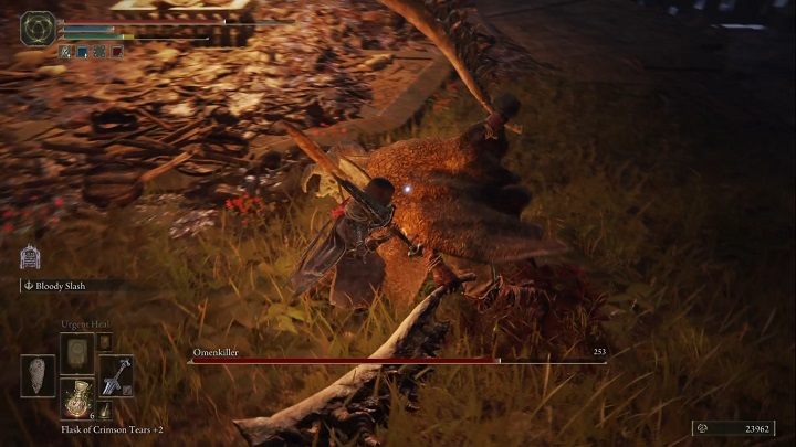 Jeśli posiadacie wielką broń, która ma właściwości narzucania krwawienia i/lub odmrożenia, nie powinniście mieć wielu trudności z walką - Elden Ring: Zabójca omenów (Omenkiller) - boss, jak pokonać? - Elden Ring - poradnik do gry