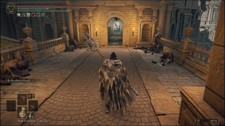 Stamtąd idźcie przed siebie, następnie skręćcie w lewo, w stronę kapłanów z trąbkami - Elden Ring: Łajnożerca (Dung Eater) / Szubrawiec Boggart (Blackguard Boggart) - solucja, opis przejścia - Elden Ring - poradnik do gry