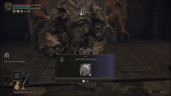 Udając się do Gurranqa, który znajduje się w Sanktuarium Bestii (Bestial Sanctum) a następnie przekazując mu czwarty morowy korzeń (Deathroot), zostaniecie nagrodzeni popiołem wojny - Elden Ring: Popioły i Prochy (Caelid) - lista wszystkich - Elden Ring - poradnik do gry