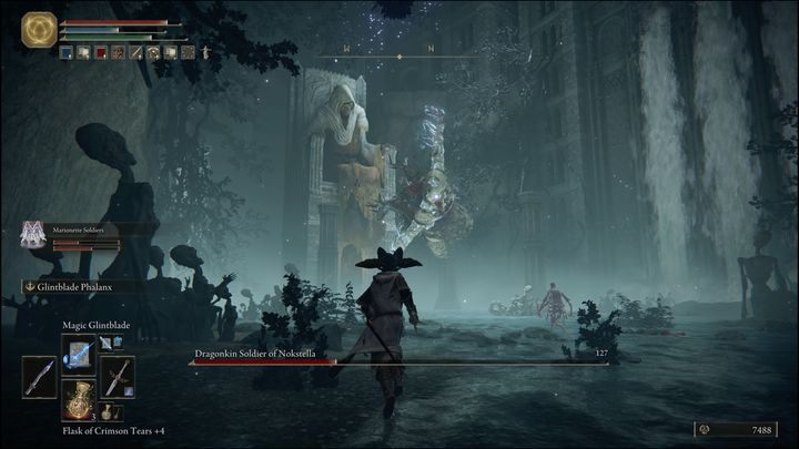 Kiedy odbierzecie przeciwnikowi połowę PŻ, rozpocznie się druga faza walki - Elden Ring: Żołnierz drakonidów z Nokstelli (Dragonkin Soldier of Nokstella) - boss, jak pokonać? - Elden Ring - poradnik do gry