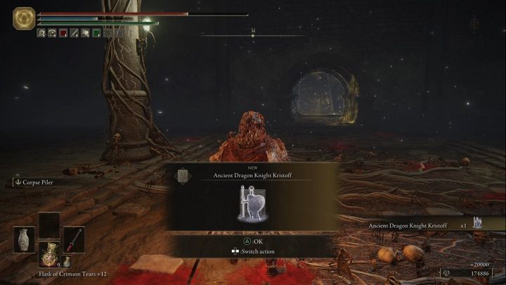 Za pokonanie Pradawnego bohatera z Zamor w Płaskowyżu Altus otrzymacie Runy (24 000) oraz legendarne prochy do przyzwania o nazwie Kristoff, rycerz starożytnych smoków (Ancient Dragon Knight Kristoff) - Elden Ring: Pradawny bohater z Zamor (Ancient Hero of Zamor) - boss, jak pokonać? - Elden Ring - poradnik do gry