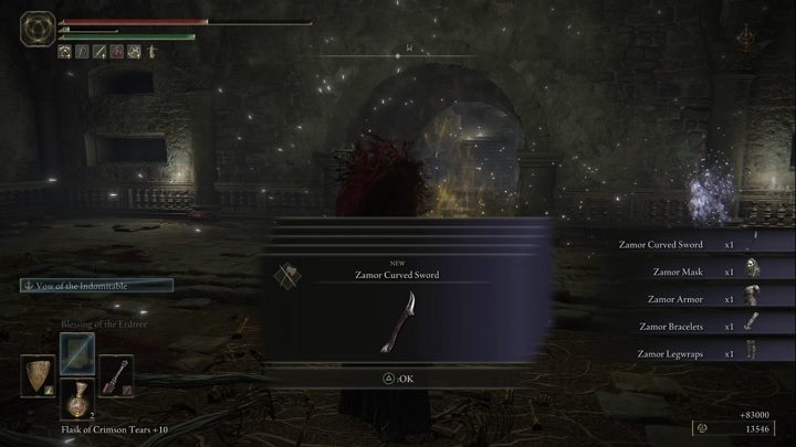 Za pokonanie Pradawnego bohatera z Zamor w regionie Szczyty Gór Olbrzymów otrzymacie Runy (83 000) oraz zestaw uzbrojenia składający się z następujących elementów: Zakrzywiony miecz z Zamor (Zamor Curved Sword), Maska z Zamor (Zamor Mask), Zbroja z Zamor (Zamor Armor), Owijki z Zamor (Zamor Bracelet - Elden Ring: Pradawny bohater z Zamor (Ancient Hero of Zamor) - boss, jak pokonać? - Elden Ring - poradnik do gry