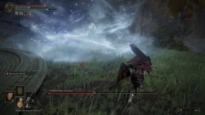 Boss zacznie atakować częściej i rzucać zaklęcie sztormu, to obszarowy atak lodowy, który otacza naszego wroga - Elden Ring: Pradawny bohater z Zamor (Ancient Hero of Zamor) - boss, jak pokonać? - Elden Ring - poradnik do gry