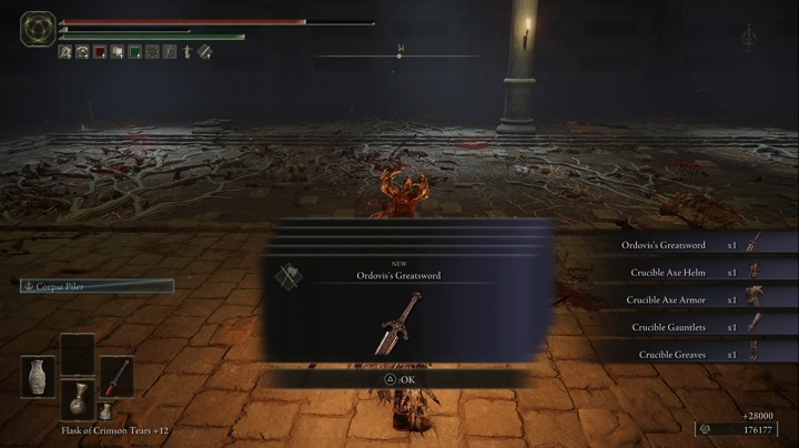 Za pokonanie Rycerza Tygla Ordovisa otrzymacie Runy (28 000) i zestaw uzbrojenia - Elden Ring: Rycerz Tygla (Crucible Knight) - boss, jak pokonać? - Elden Ring - poradnik do gry