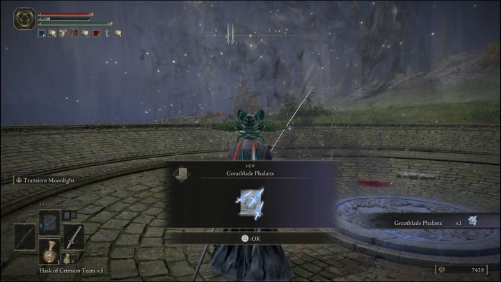 Za pokonanie Bolsa, karyjskiego rycerza (Bols, Carian Knight) otrzymacie czar, mianowicie Falanga wielkiego ostrza (Greatblade Phalanx) oraz 4600 Run - Elden Ring: Bols, karyjski rycerz (Bols, Carian Knight) - boss, jak pokonać? - Elden Ring - poradnik do gry