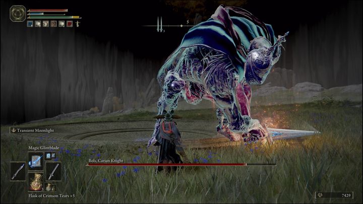 Większość jego ataków jest linearnych, trafią głównie w to, co przed bossem - Elden Ring: Bols, karyjski rycerz (Bols, Carian Knight) - boss, jak pokonać? - Elden Ring - poradnik do gry