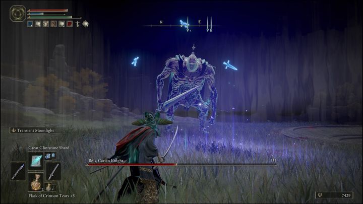 Bols jest w stanie również wytworzyć jeden z magicznych ataków, mianowicie skorzystać z Falangi wielkiego ostrza (Greatblade Phalanx) - Elden Ring: Bols, karyjski rycerz (Bols, Carian Knight) - boss, jak pokonać? - Elden Ring - poradnik do gry