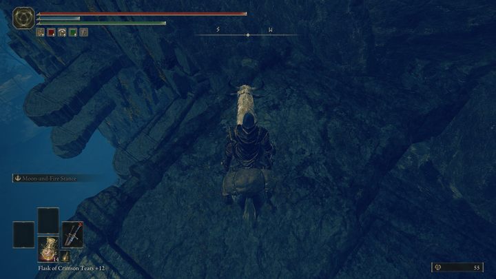 Kontynuujcie podróż po skalnych półkach, aż dotrzecie do Miejsca łaski w pobliżu klifu - Shadow of the Erdtree: Jak dotrzeć do Lasu Otchłani? - Elden Ring - poradnik do gry