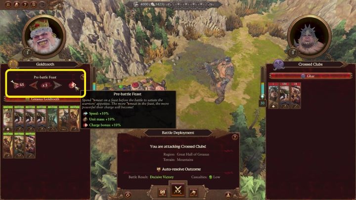 Każda armia może w dowolnej chwili poświęcić część swojego mięsa dla Wielkiej Paszczy, aby w zamian dostać pewne bonusy - Total War Warhammer 3: Królestwa ogrów - unikalne mechaniki - Total War Warhammer 3 - poradnik do gry
