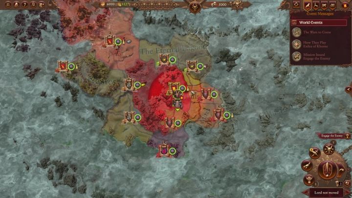 Początkowo znajdujecie się w stanie wojny z nacją ludzi, którzy otaczają Wasze ziemie od wschodu i południa - Total War Warhammer 3: Khorne - jak zacząć? - Total War Warhammer 3 - poradnik do gry