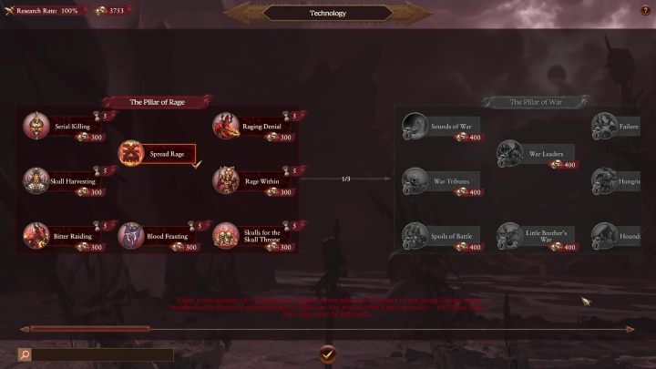 Dodatkowym utrudnieniem jest to, że za technologie należy płacić czaszkami, a każdy czworokąt jest droższy od poprzedniego - Total War Warhammer 3: Khorne, Technologie i budynki - jakie na początek? - Total War Warhammer 3 - poradnik do gry