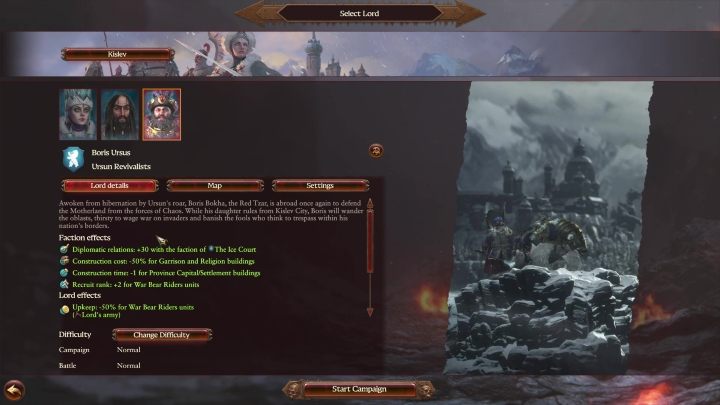 Od tego momentu można również rozpocząć nową rozgrywkę, w której to Borys Ursus jest przywódcą swojej własnej frakcji - Total War Warhammer 3: Borys Ursus - jak odblokować? - Total War Warhammer 3 - poradnik do gry