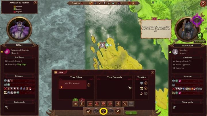 Dalej wystarczy wybrać przycisk wagi - Total War Warhammer 3: Dyplomacja - Total War Warhammer 3 - poradnik do gry