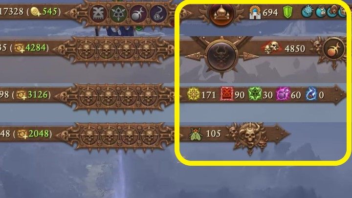 Powyżej przyszykowaliśmy zestawienie przykładowych elementów tej części interfejsu. - Total War Warhammer 3: Interfejs - Total War Warhammer 3 - poradnik do gry