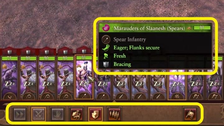 Jeżeli najedziecie kursorem na jednostkę, to Waszym oczom ukaże się informacja na temat jej stanu - Total War Warhammer 3: Bitwy - Total War Warhammer 3 - poradnik do gry