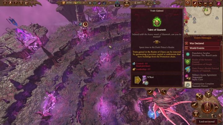 Przebywanie w Królestwie Chaosu nie jest zdrowe dla Waszego lorda, o dziwo, nawet jeżeli sam jest demonem - Total War Warhammer 3: Królestwo Chaosu - ogólne zasady - Total War Warhammer 3 - poradnik do gry