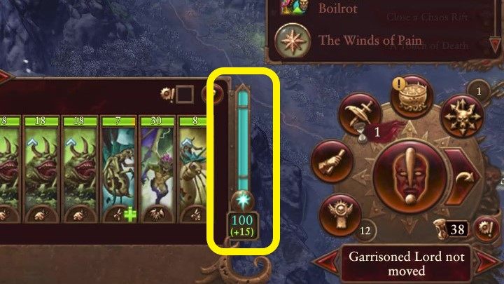 Aktualny stan energii magicznej Waszej armii możecie sprawdzić po jej wybraniu - Total War Warhammer 3: Wiatry magii i czary - Total War Warhammer 3 - poradnik do gry