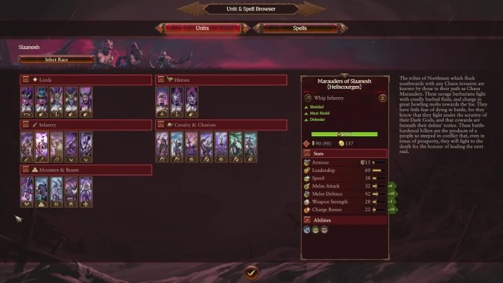Jeżeli zaznaczycie jakiś oddział, to po prawej stronie pojawią się wszelkie niezbędne informacje na jego temat - Total War Warhammer 3: Jednostki - Total War Warhammer 3 - poradnik do gry