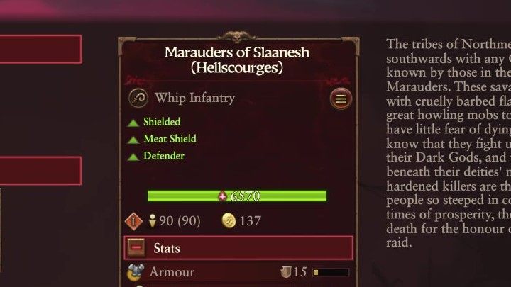 Na samej górze możecie znaleźć cechy danej jednostki - Total War Warhammer 3: Jednostki - Total War Warhammer 3 - poradnik do gry