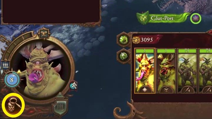 Aby otworzyć menu ekwipunku należy wybrać dowolnego lorda lub bohatera oraz nacisnąć przycisk lupy pod jego portretem w lewym dolnym rogu - Total War Warhammer 3: Ekwipunek i misje - szczegóły - Total War Warhammer 3 - poradnik do gry