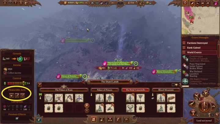 Różni się to od zarządzeń tym, że mogą być one wydawane nawet w niekompletnych prowincjach - Total War Warhammer 3: Slaanesh - unikalne mechaniki - Total War Warhammer 3 - poradnik do gry