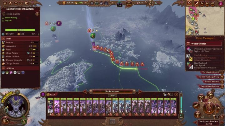 Jeżeli macie wejść na teren, w którym grozi wojsku wyczerpanie, to ostrzegą Was o tym kości - Total War Warhammer 3: Poruszanie się - Total War Warhammer 3 - poradnik do gry