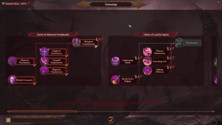Na początek warto zrobić pierwsze drzewko - Zapach Nadzwyczajnej Lubieżności - Total War Warhammer 3: Slaanesh, Technologie i budynki - jakie na początek? - Total War Warhammer 3 - poradnik do gry