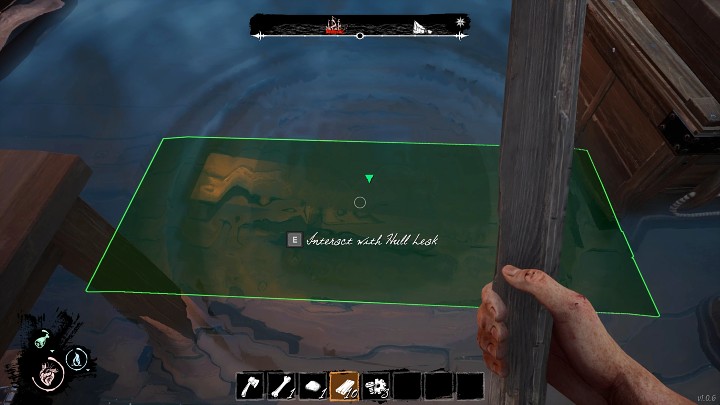 Gdy już zdobędziecie niezbędne materiały, podejdźcie do miejsca, w którym woda wdziera się do statku, i wciśnijcie przycisk odpowiedzialny za wykonanie akcji - Dread Hunger: Statek - jak naprawić? - Dread Hunger - poradnik do gry