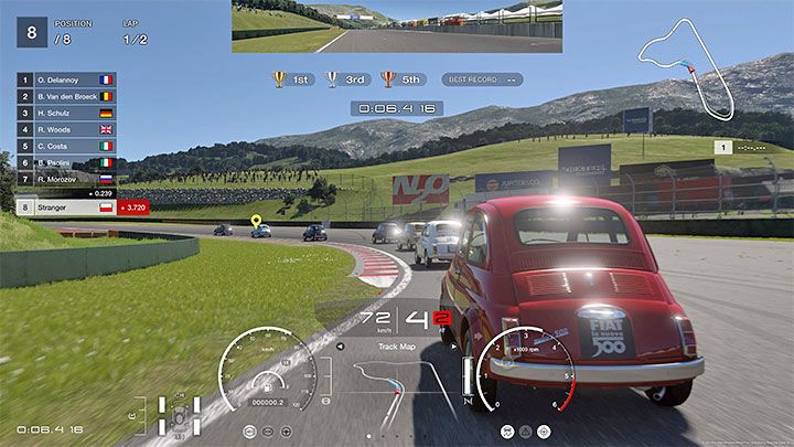 W teorii kamera ta nazywana jest umiejscowioną na przednim zderzaku, ale w rzeczywistości znajduje się ona wyżej i bardziej przypomina widok FPP - Gran Turismo 7: Wybór optymalnej kamery - Gran Turismo 7 - poradnik do gry