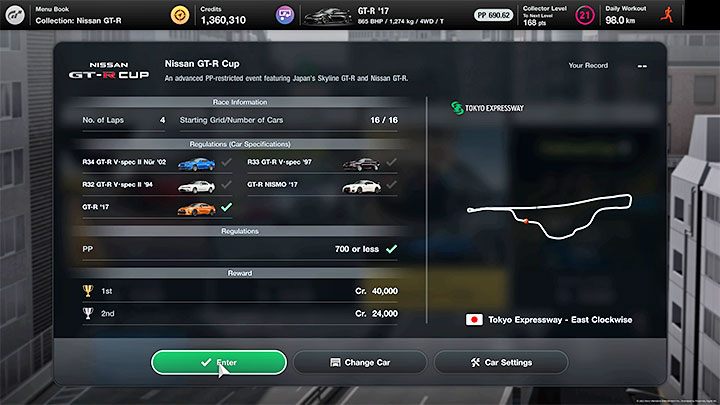 Ponownie musicie zaliczyć 3 wyścigi i tym razem Waszym zadaniem jest zdobycie 3 różnych modeli Nissana GT-R - Gran Turismo 7: Kariera - Rozdziały / Menu 31-39, finał kampanii - Gran Turismo 7 - poradnik do gry
