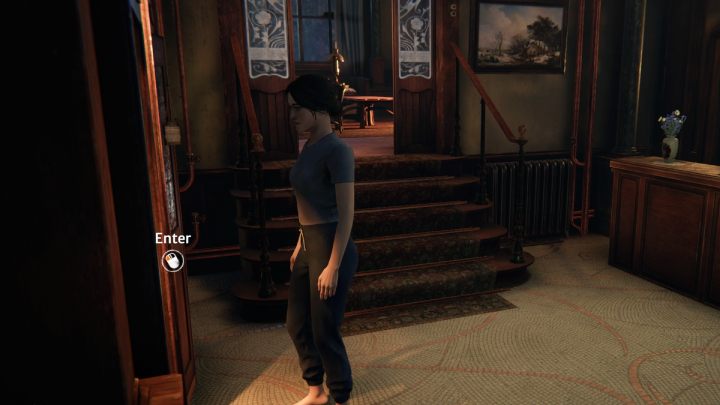 Użyjcie budki z telefonem przy drzwiach wejściowych pensjonatu - Syberia The World Before: Vaghen - dzielnica kwiatowa, jesień 2005 część 3 (Vaghen - flower district, autumn 2005 part 3) - solucja, opis przejścia - Syberia The World Before - poradnik do gry