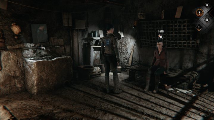 Podejdźcie do kobiety siedzącej na łóżku i porozmawiajcie z nią - Syberia The World Before: Obszar Żelaznej Tajgi - kopalnia soli, zima 2004 cześć 1 (Iron Taiga area - salt mine, winter 2004 part 1) - solucja, opis przejścia - Syberia The World Before - poradnik do gry