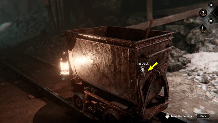 Idźcie wzdłuż torów i odszukajcie wózek z kilofem w środku - Syberia The World Before: Obszar Żelaznej Tajgi - kopalnia soli, zima 2004 część 2 (Iron Taiga area - salt mine, winter 2004) - solucja, opis przejścia - Syberia The World Before - poradnik do gry
