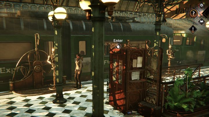 Zbadajcie budkę telefoniczną między wagonami 1 i 2 - Syberia The World Before: Dworzec główny (Central Train Station) - solucja, opis przejścia - Syberia The World Before - poradnik do gry