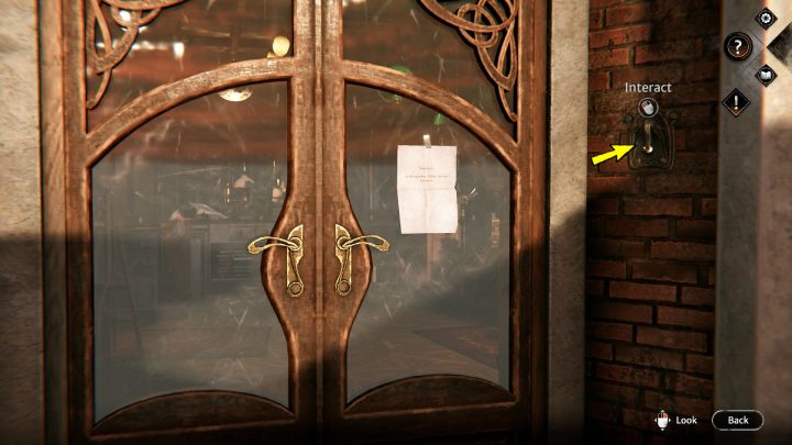 Podejdźcie do drzwi sklepu i zbadajcie notatkę - Syberia The World Before: Vaghen - Dzielnica antykwariuszy, jesień 2005 (Vaghen - Antiques district, jesień 2005) - solucja, opis przejścia - Syberia The World Before - poradnik do gry