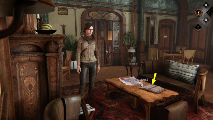 Podejdźcie do stolika i zbadajcie książkę telefoniczną - Syberia The World Before: Vaghen - dzielnica kwiatowa, jesień 2005 część 1 (Vaghen - flower district, autumn 2005 part 1) - solucja, opis przejścia - Syberia The World Before - poradnik do gry