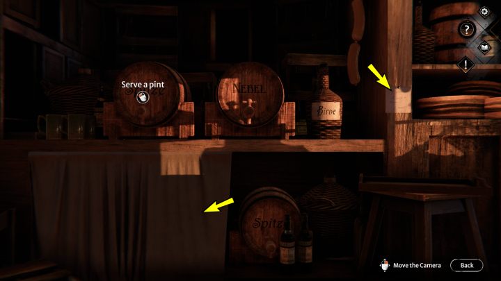Wejdźcie za ladę i zbadajcie beczki na szafce po lewej stronie - Syberia The World Before: Vaghen - schronisko Silberspiegel, lato 1937 część 1(Vaghen - Silberspiegel refuge, summen 1937 part 1) - solucja, opis przejścia - Syberia The World Before - poradnik do gry