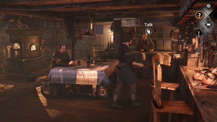 Po wykonaniu wszystkich zadań od Herr Gustava, porozmawiajcie z nim przy ladzie - Syberia The World Before: Vaghen - schronisko Silberspiegel, lato 1937 część 1(Vaghen - Silberspiegel refuge, summen 1937 part 1) - solucja, opis przejścia - Syberia The World Before - poradnik do gry